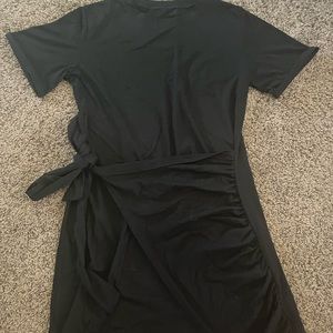 Halara everyday tie knot wrap front ruched mini t shirt dress